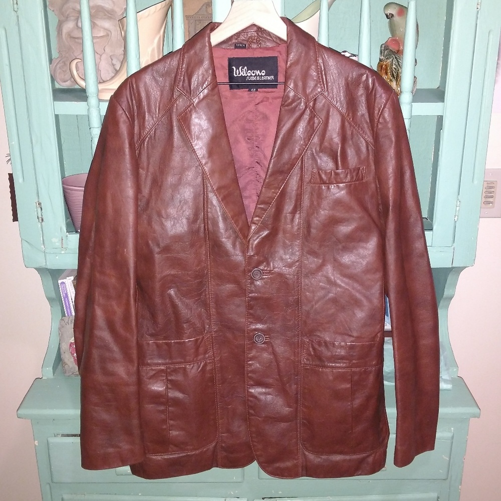 Vintage leather blazer jacket by Wilsons.